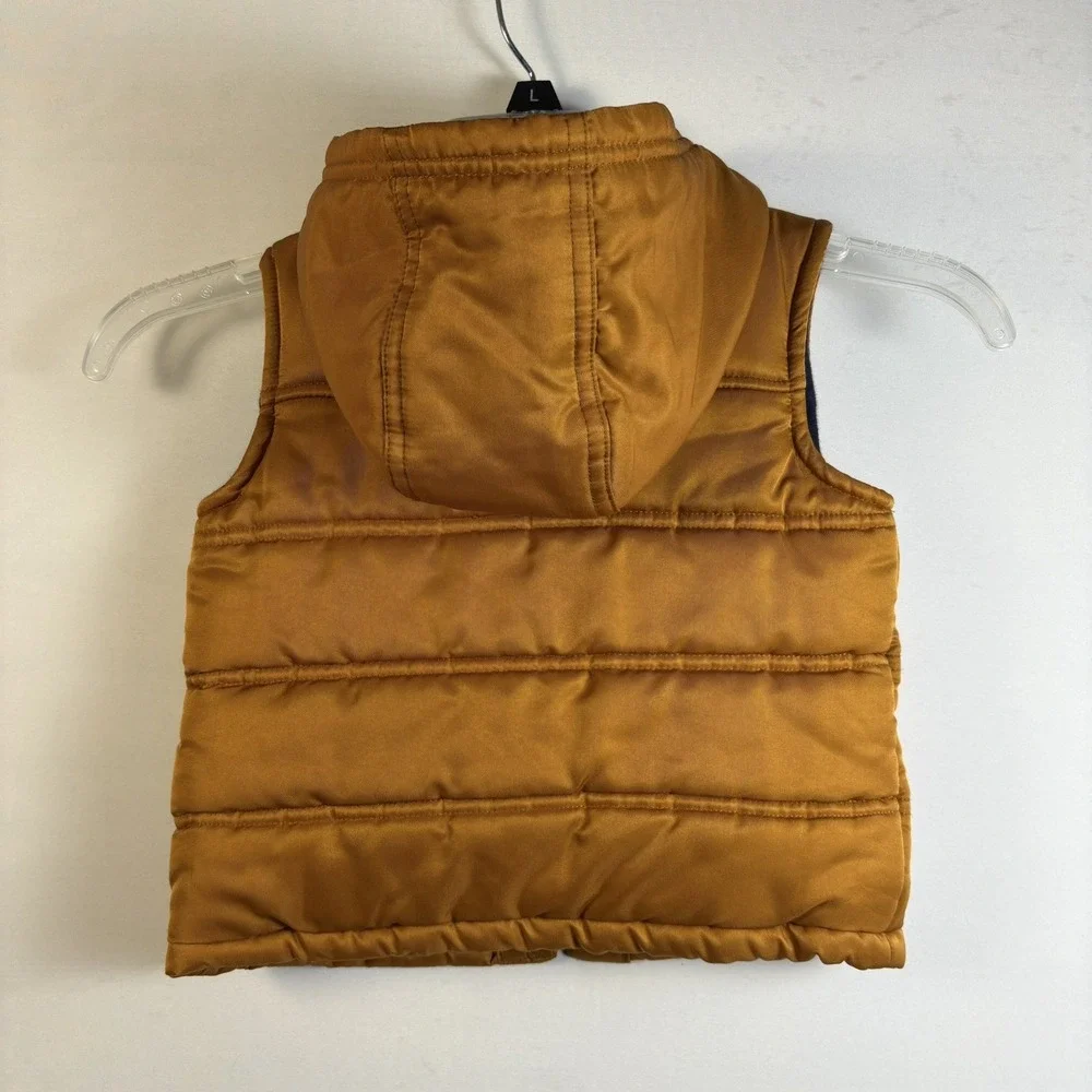 Janie and Jack Kids Puffer Vest Hooded Mustard Bronze‎ Navy Blue 18-24 Months